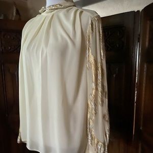 Vintage Cream and Metallic Sheet Blouse